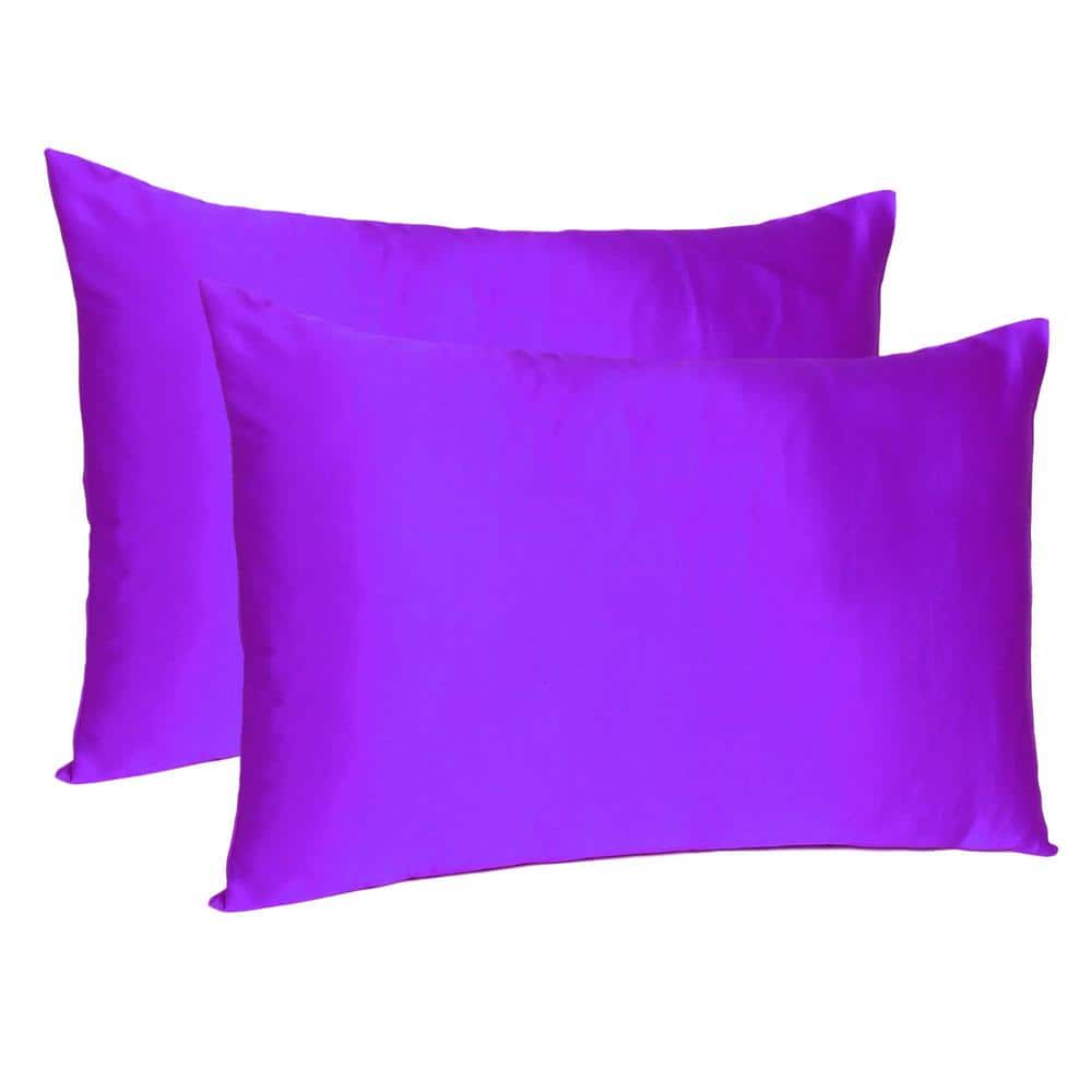 HomeRoots Amelia Bright Purple Solid Color Satin King Pillowcases (Set