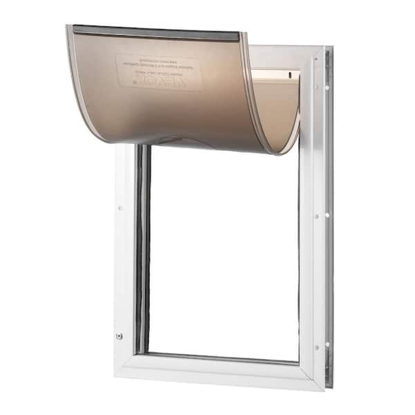 Pet Door, 16.65 x 27.44 in. Aluminum Frame with Lock and Flap System, Weatherproof Doggy Door, Door Mounted, White-XL