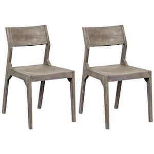 Set of 2 Yukon Light Grey and Gunmetal Angled Back Dining Chairs