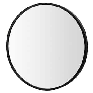 16 in. W x 16 in. H Round Aluminum Alloy Framed Wall Mirror in Black