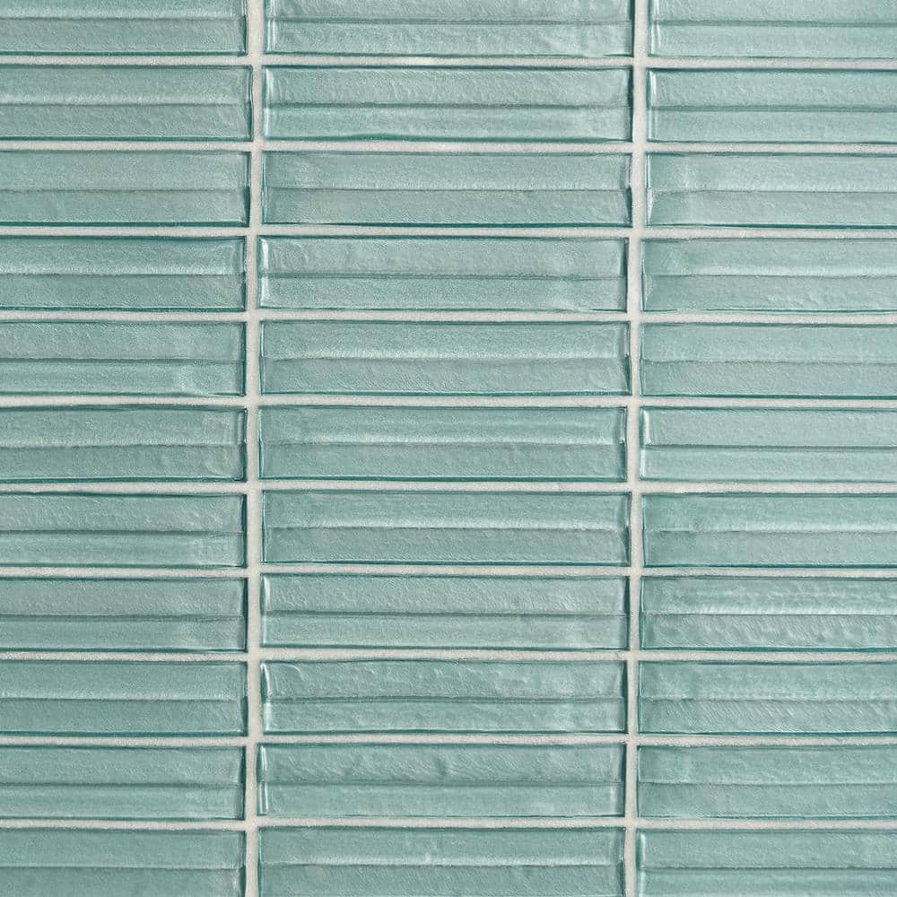 Seafoam Green Polished Glass Mosaic Wall Tile