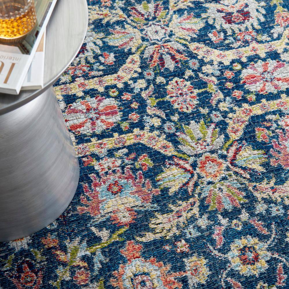 Vintage Elegance Round Multicolor Synthetic 63" Area Rug
