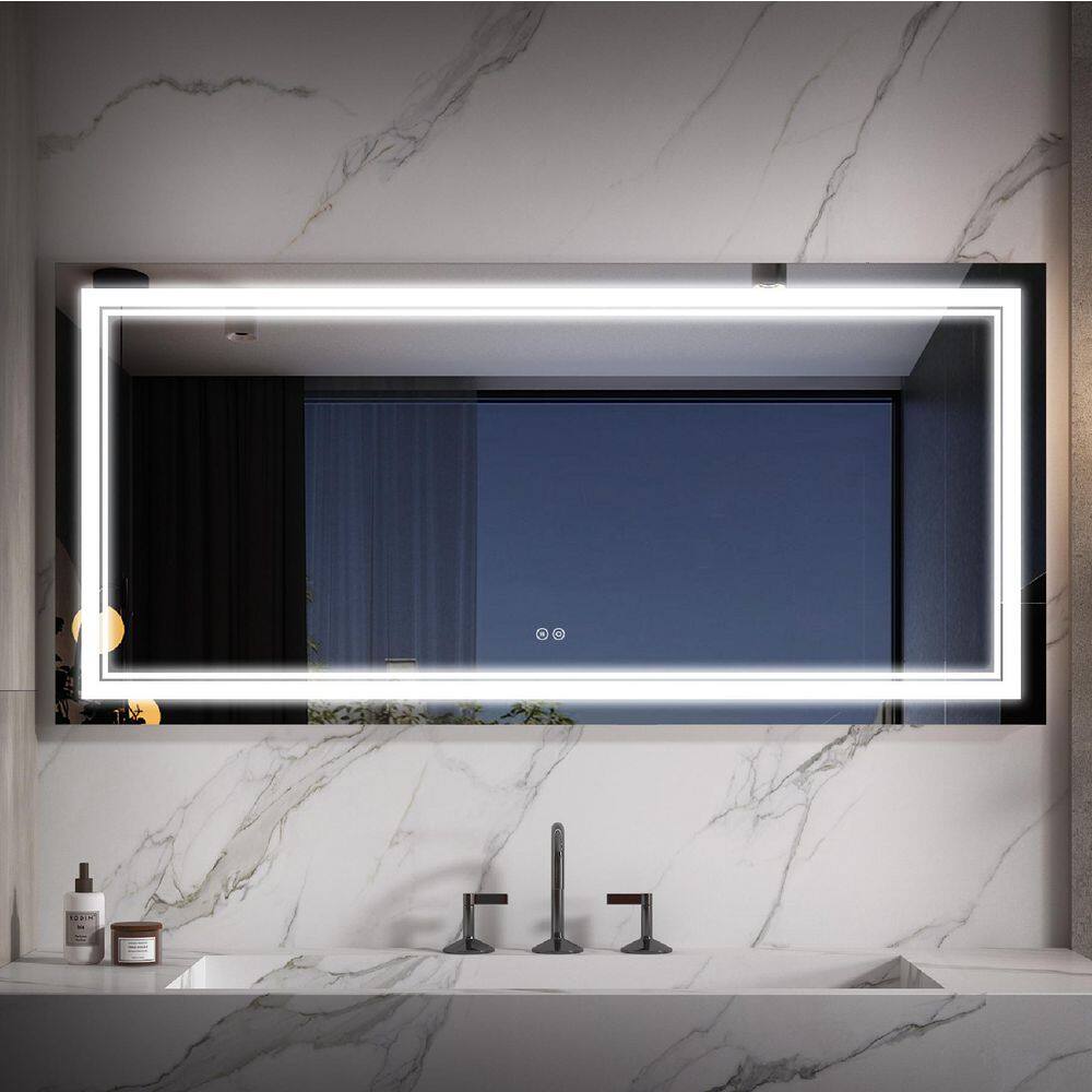 60 in. W x 28 in. H Rectangular Frameless Wall LED Bathroom Vanity Mirror in Aluminum, Dimmable, Anti-fog, IP44 price history on PriceWatchPro