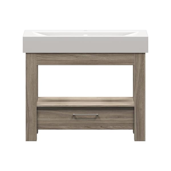 Bardot 40 in. W x 19 in. D x 34 in. H Single Sink Freestanding Bath Vanity in Savanna with White Porcelain Top