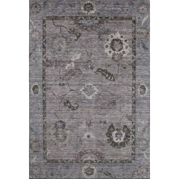 Mayfield Premium Machine Washable Abstract AMF2230 Pewter 3 ft. x 4 ft. Area Rug