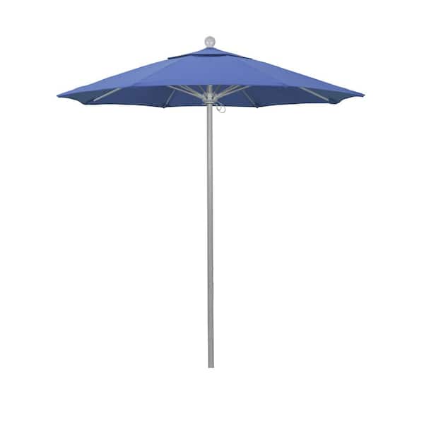 California Umbrella 7.5 ft. Gray Woodgrain Aluminum Commercial Market Patio Umbrella Fiberglass Ribs and Push Lift in Capri Pacifica
