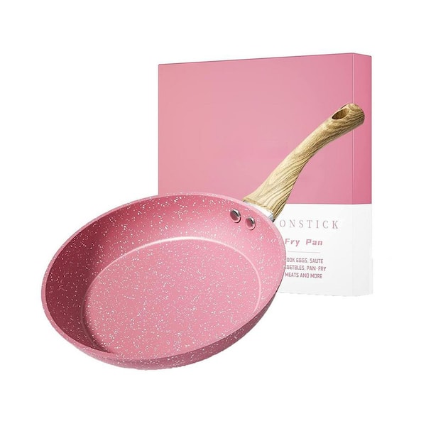 Omelette Pans Aluminum Pink Frying Pan 1 Piece Stone Coating Toxin-Free Skillet Induction Anti-Warp Base