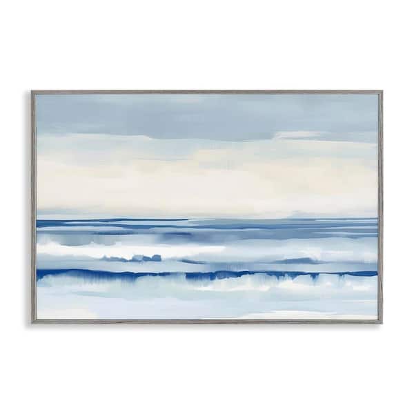 Stupell Industries Abstract Layered Beach Waves by Irena Orlov Gray Framed Abstract Giclee Art Print 12 in. x 18 in.