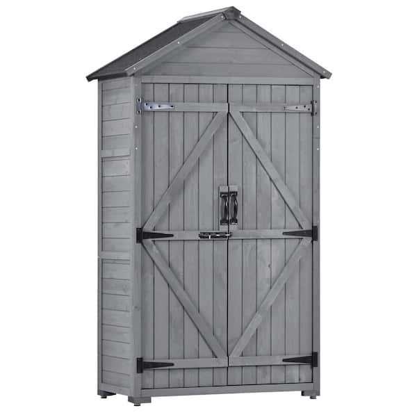 Mondawe Geese 5.8 ft. W x 3 ft. D Gray Wood Storage Shed with Tool Organizer Waterproof Roof, Lockable Doors (17.4 sq. ft.)