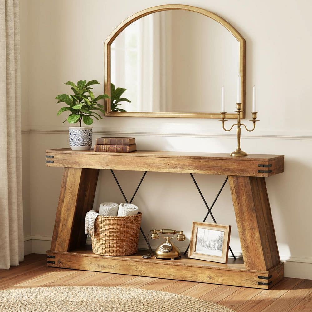 Turrella 70.9 in. Brown Rectangle Wood Console Table Long Sofa Table Behind Couch Console Station Entryway Furniture price history on PriceWatchPro