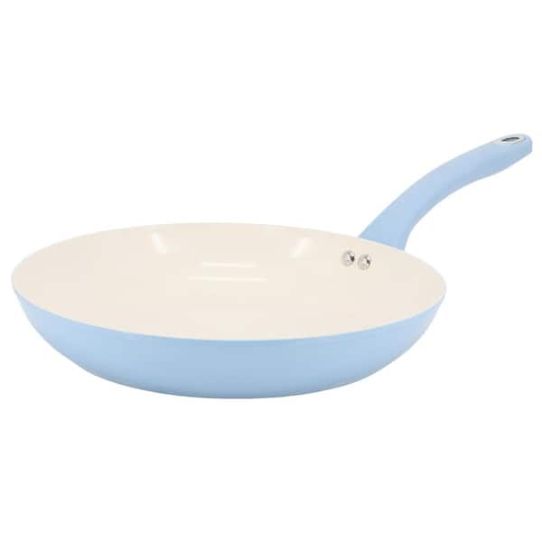 MARTHA STEWART Rexford 12 in. Ceramic Nonstick Aluminum Frying Pan in Soft Blue
