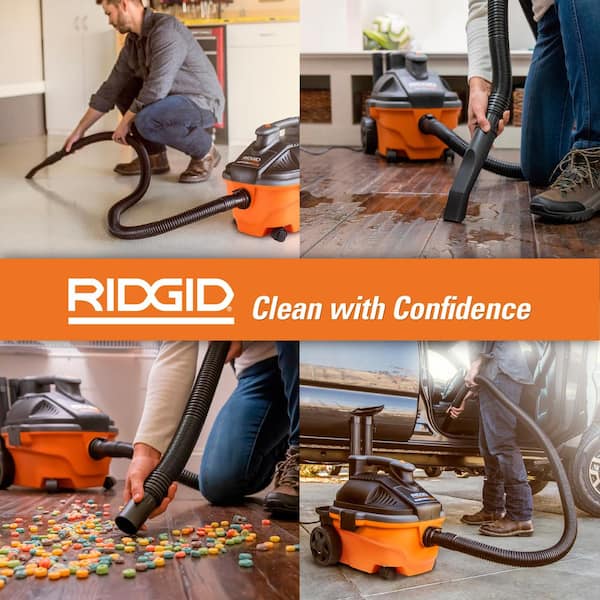 RIDGID 50313 Model 4000RV 4-Gallon Portable Wet and Dry Compact Vacuum  Cleaner with 5.0 Peak-HP Motor, 4 gallon, Red