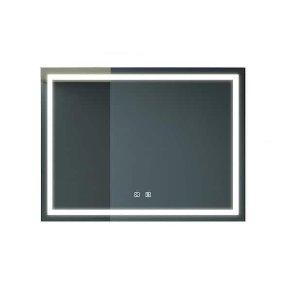 JimsMaison 48 in. W x 36 in. H Rectangular Frameless Anti-Fog Wall Mounted LED Bathroom Vanity Mirror in Silver
