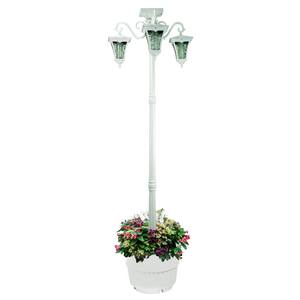 Vittoria 3-Lamp Integrated LED White Solar Lamp Post and Planter