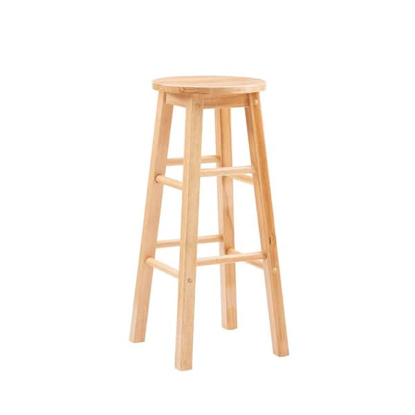 Linon Home Decor Abby Natural Wood 12 inch Round Seat Backless Barstool