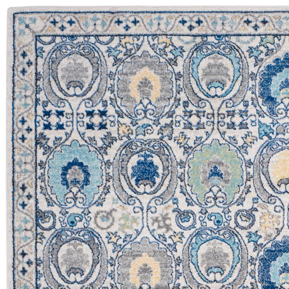 Ivory and Grey High Pile Synthetic Area Rug