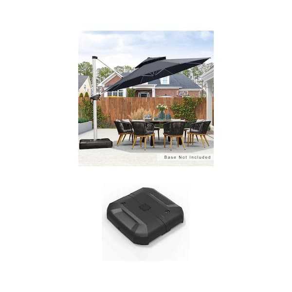 13 ft. Gray Octagon Aluminum Cantilever Umbrella and 330 lbs. Black Umbrella Base Combo