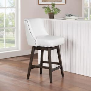 Granville 26 in. White Faux Leather Swivel Counter Stool