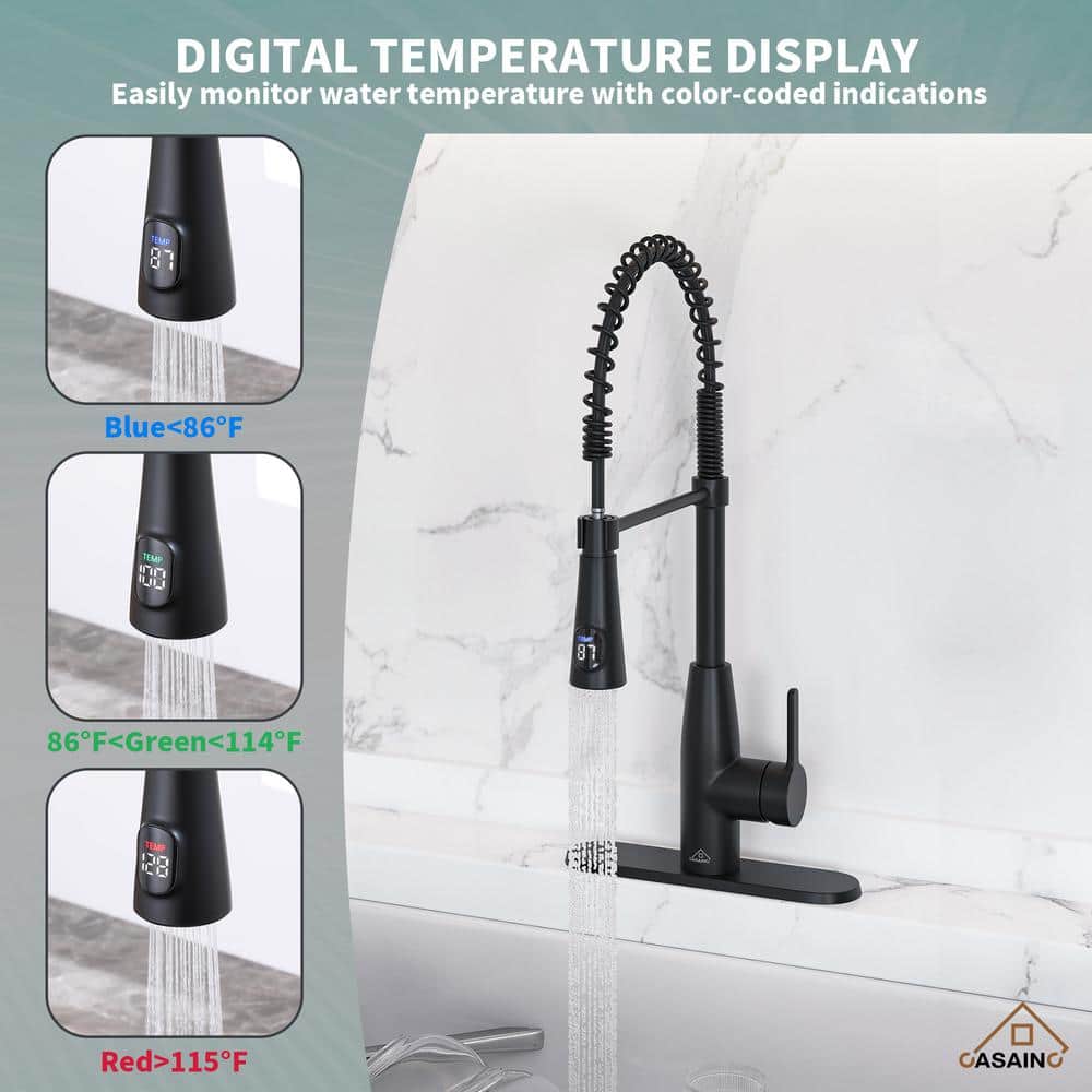 Matte Black Stainless Steel Pull Down Sprayer Kitchen Faucet