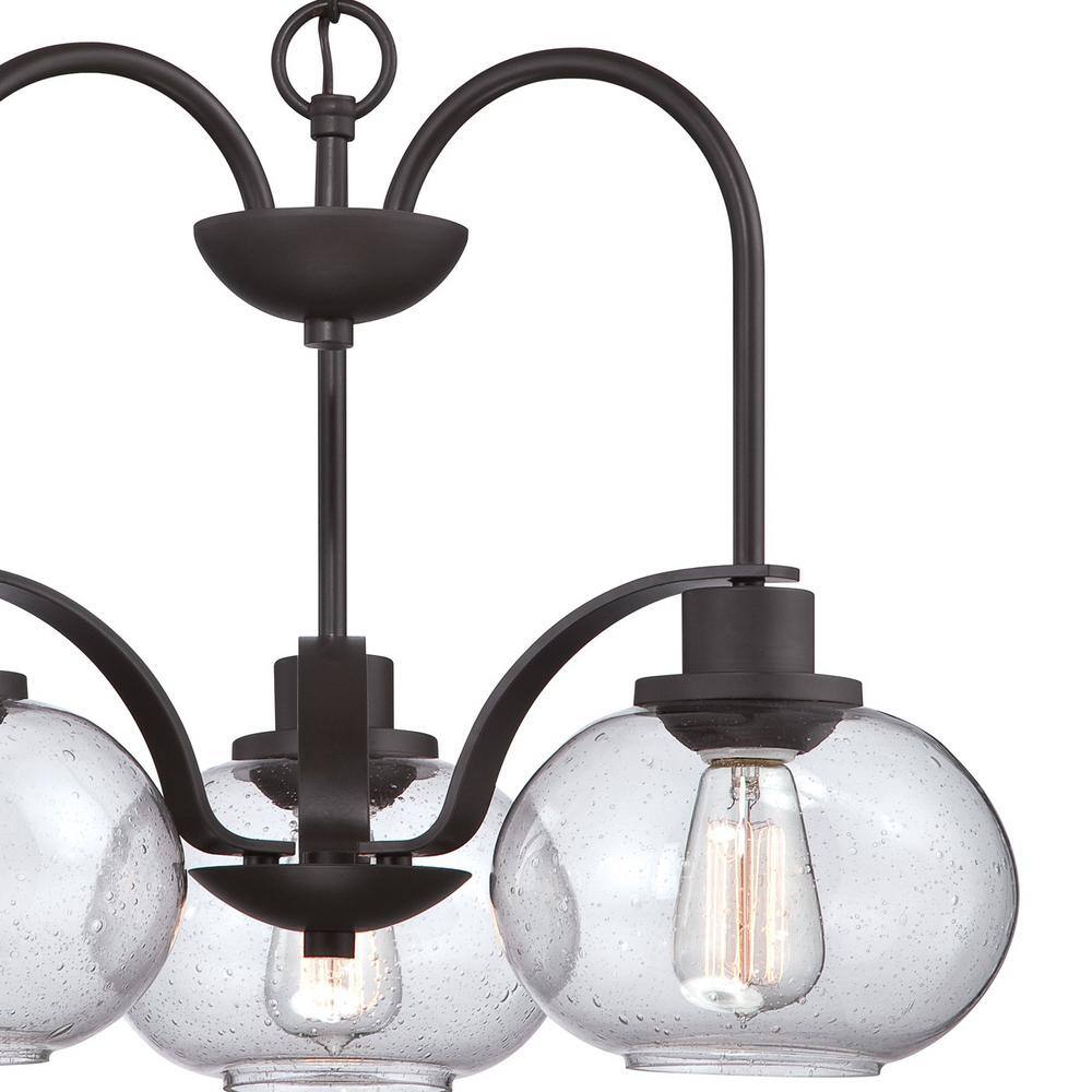 Old Bronze Mini Chandelier with Clear Seedy Glass Shades