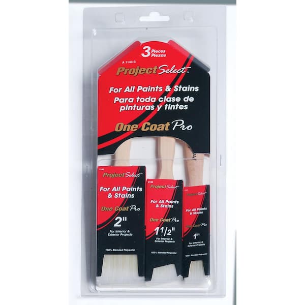 Project Select All Paints 1 in. Flat, 2 in. Flat and 1.5 in. Angle Sash Paint Brush Set