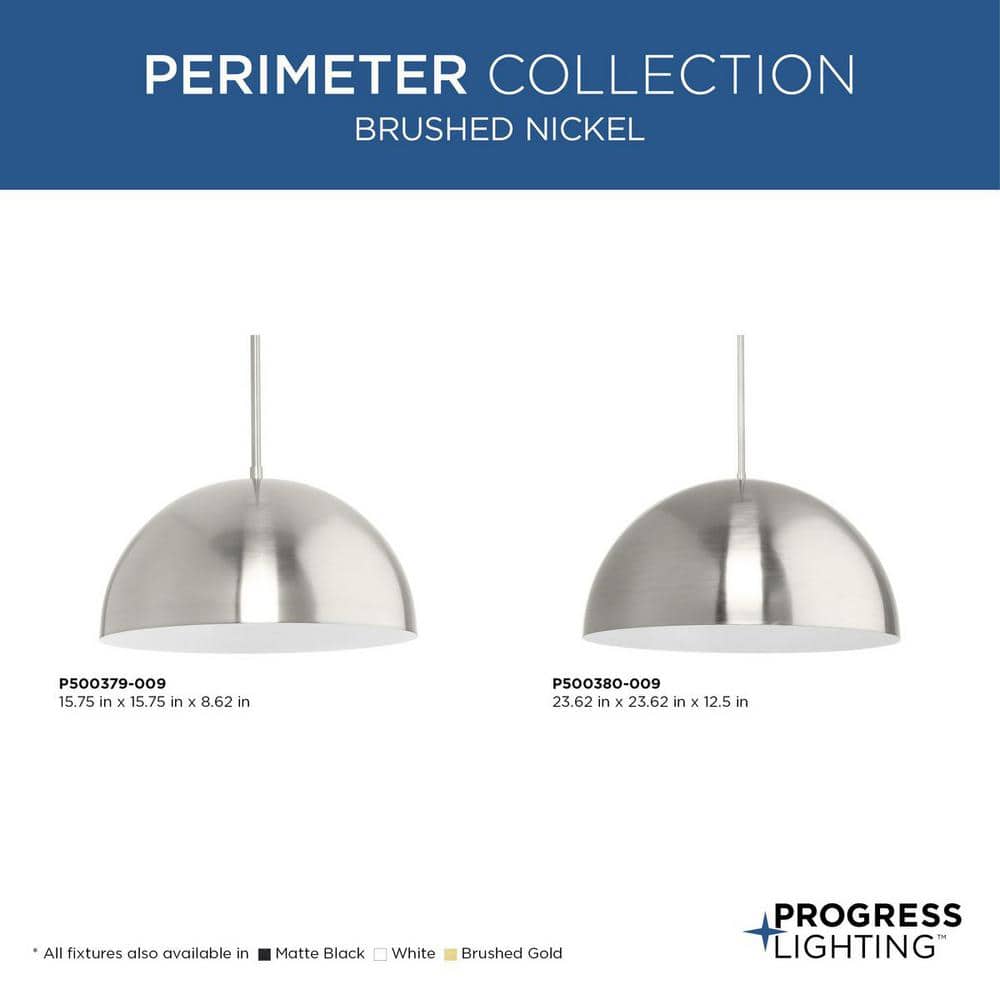 Elegant Brushed Nickel Pendant with White Dome Shade, 23.62"