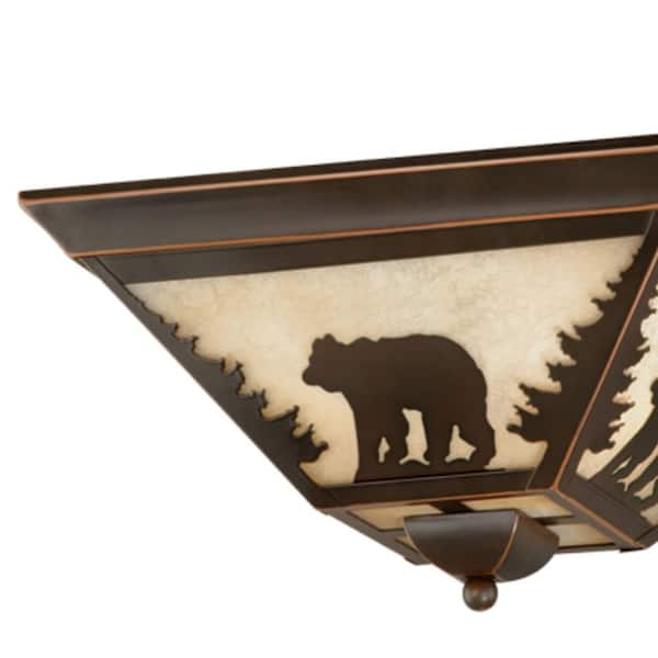 Bozeman 14 in. W Bronze Rustic Bear Flush Mount Ceiling Light Fixture