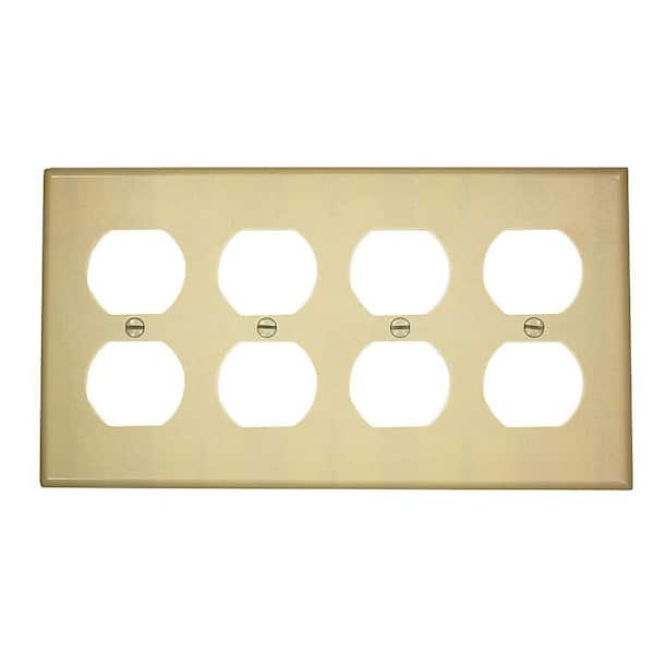 Leviton Ivory 4-Gang Duplex Outlet Wall Plate (1-Pack)