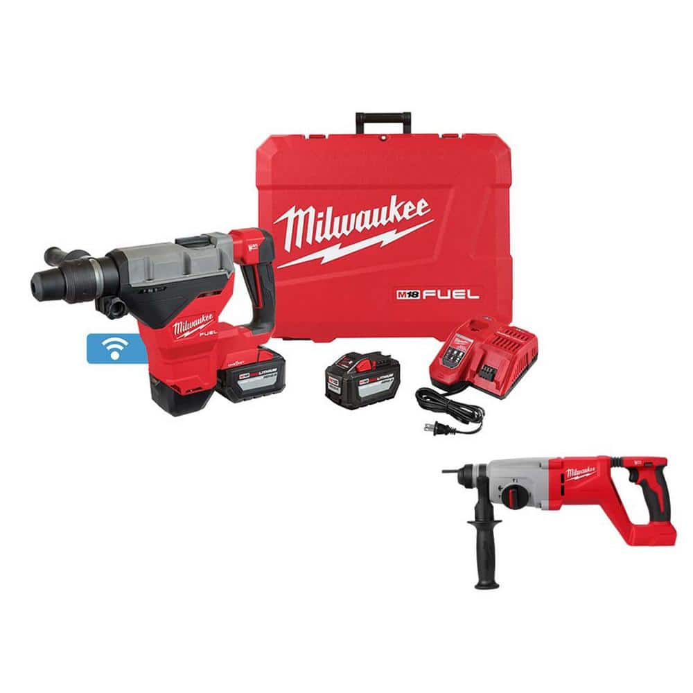 M18 FUEL ONE-KEY 18V Lithium-Ion Brushless Cordless 1-3/4 in. SDS-MAX Rotary Hammer Kit w/1 in. SDS-PLUS Rotary Hammer -  Milwaukee, 2718-22HD-2613