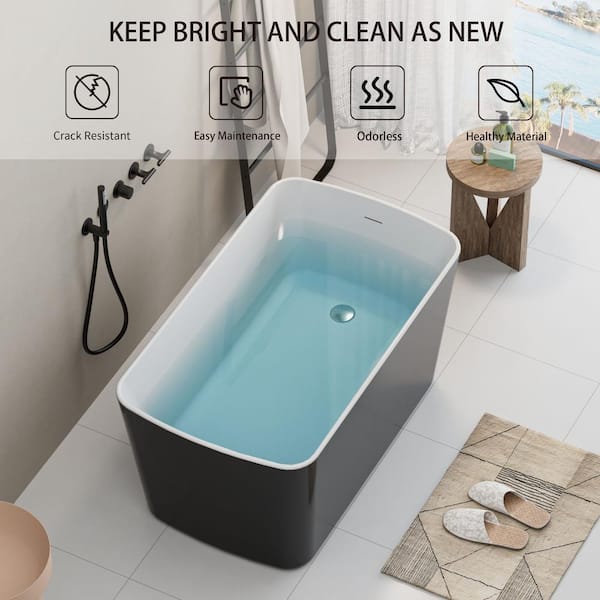 ANGELES HOME 49 in. x 27.95 in. Acrylic Japanese Soaking Bathtub