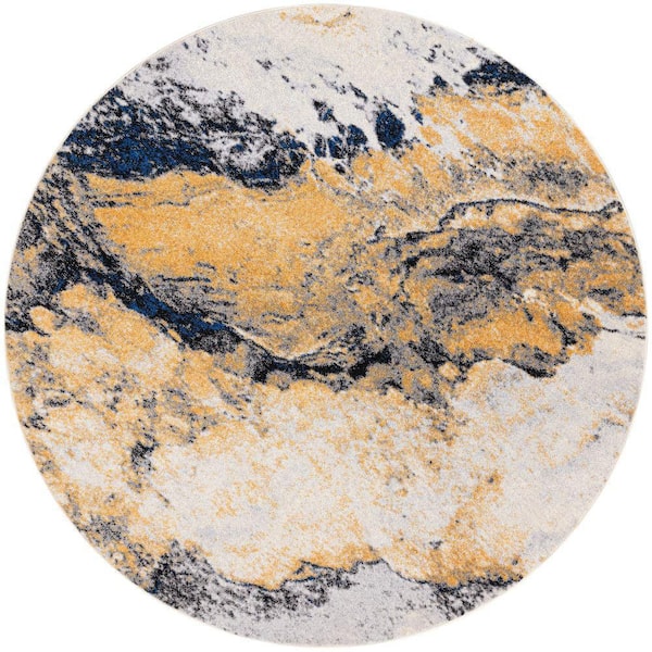 Nourison Passion Ivory Multicolor 8 ft. x 8 ft. Abstract Contemporary Round Area Rug