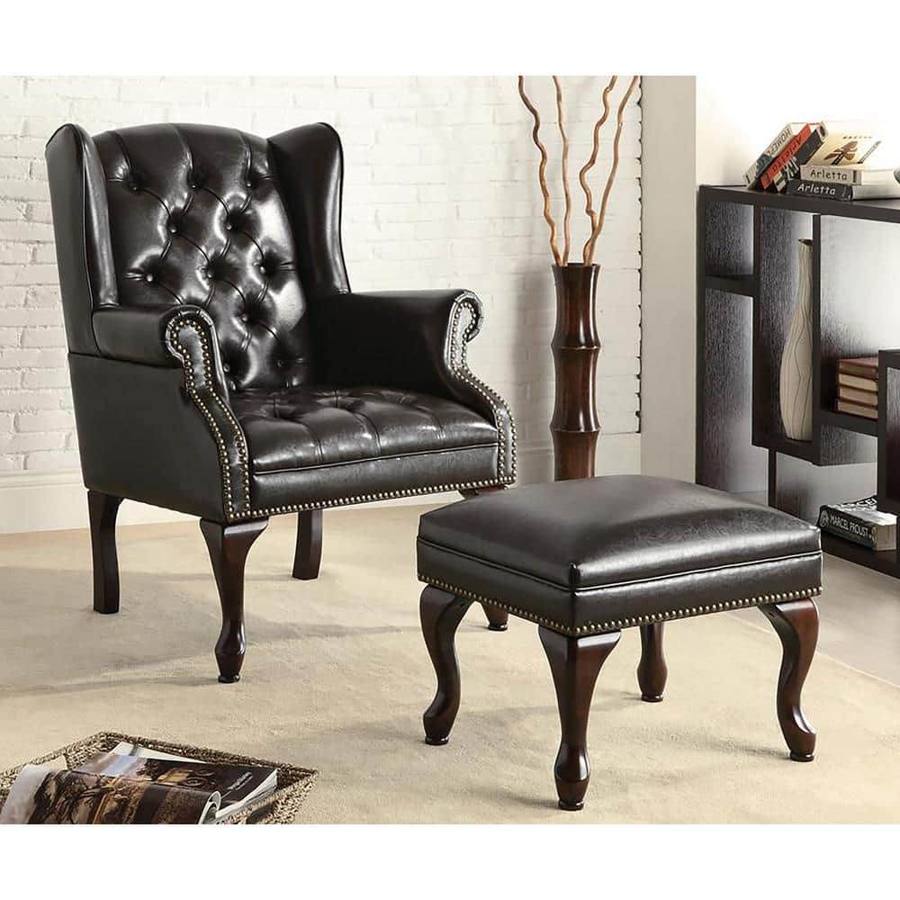 Coaster Roberts Black and Espresso Button Tufted Back Accent Chair