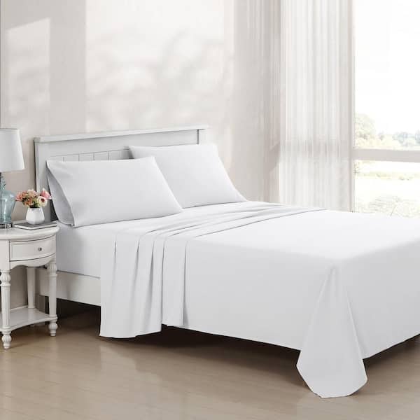 Laura Ashley 800 Thread Count Solid 4-Piece White Cotton Blend