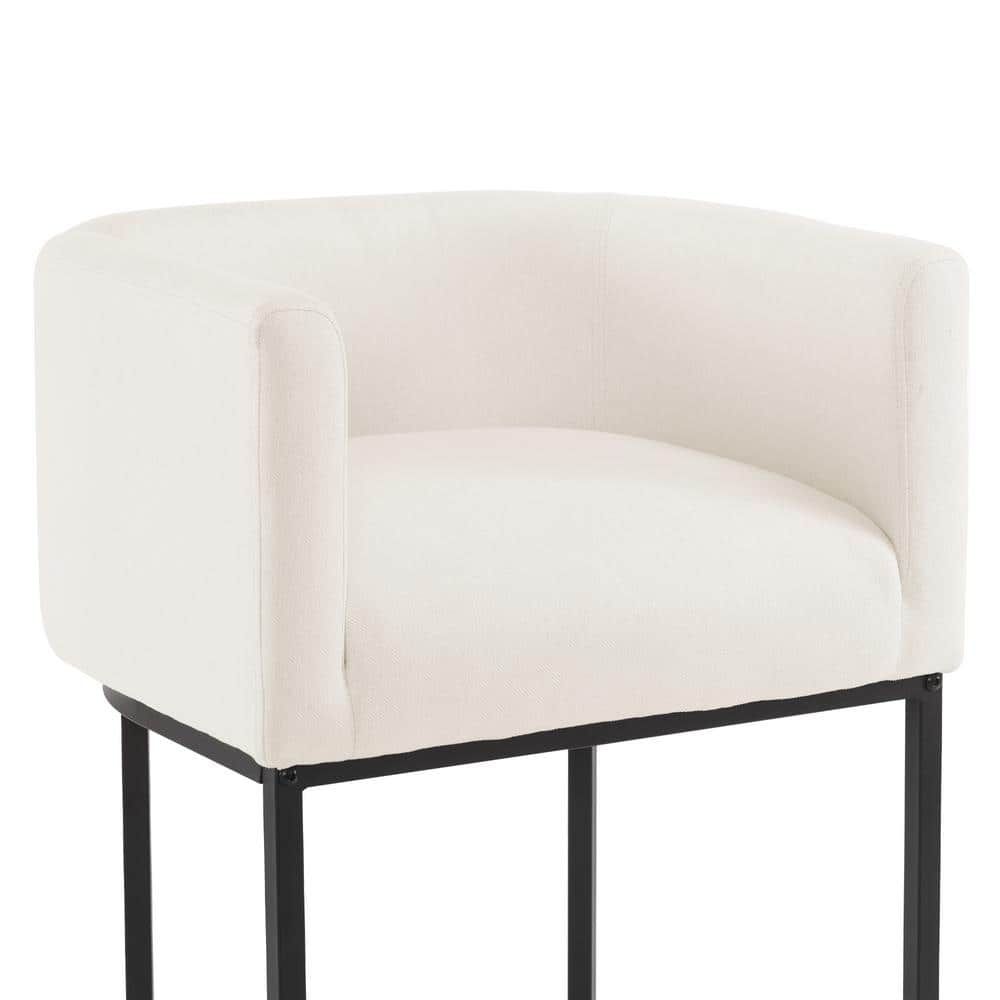 Beige and Black Metal Frame Counter Height Stools, Set of 2