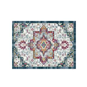 Ottohome Collection Non-Slip Rubberback Medallion 2x3 Indoor Area Rug/Entryway Mat, 2 ft. 3 in. x 3 ft.,Blue/Off White