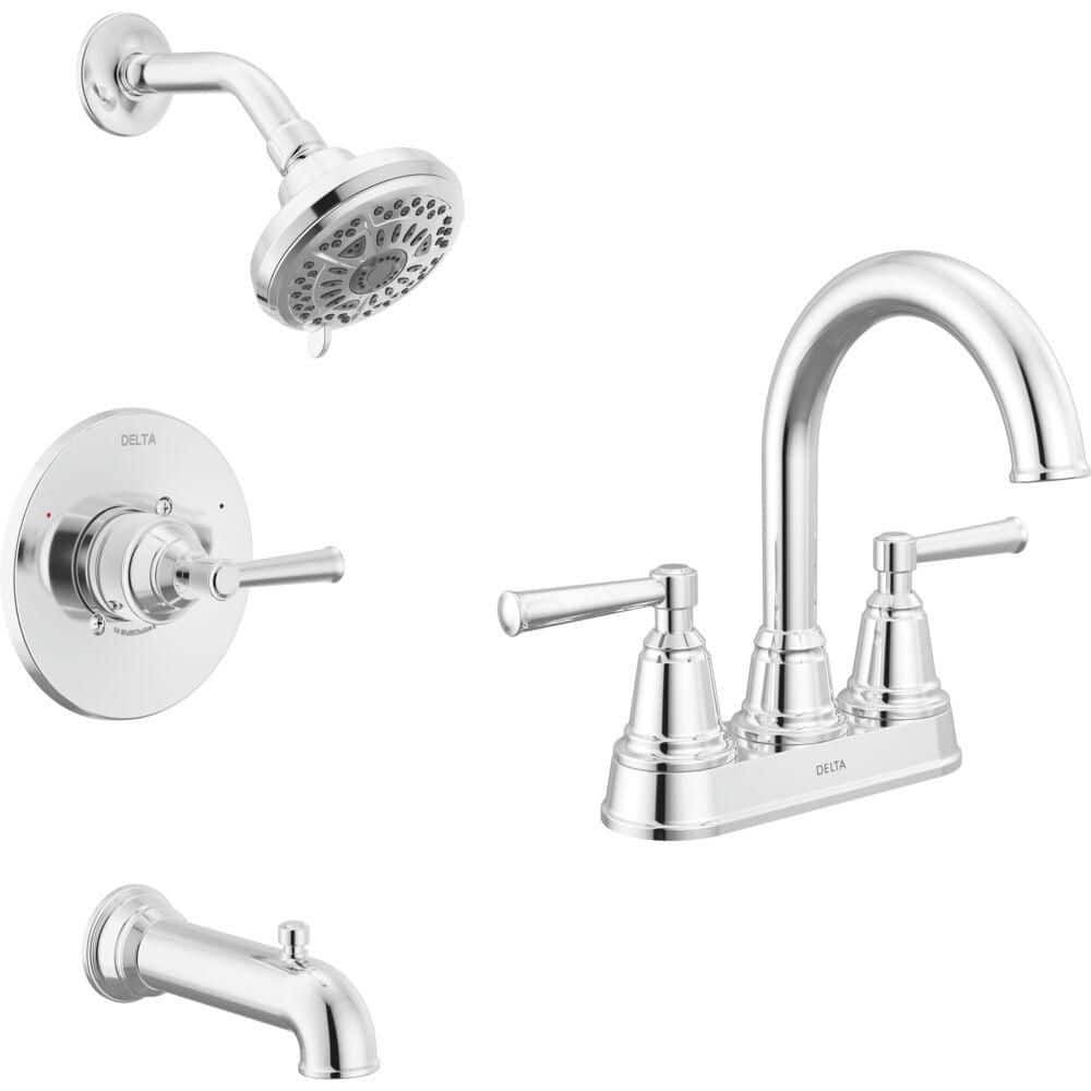 Foundations Design Series Traditional 4 in. Centerset 2-Handle Bathroom Faucet Bundle Tub/Shower in Chrome price history on PriceWatchPro