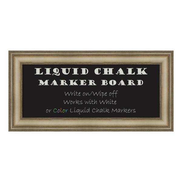 Amanti Art Mezzanine Antique Silver Narrow Framed Liquid Chalk Marker Memo Board