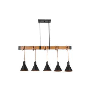 Abigail 5-Light Black Island Pendant with Metal Shade