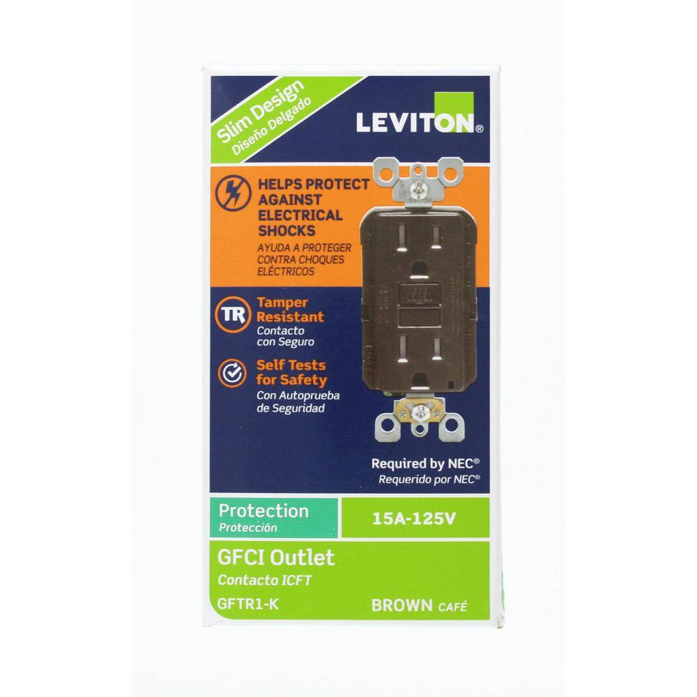 Brown 15 Amp Tamper Resistant GFCI Outlet with Wall Plate