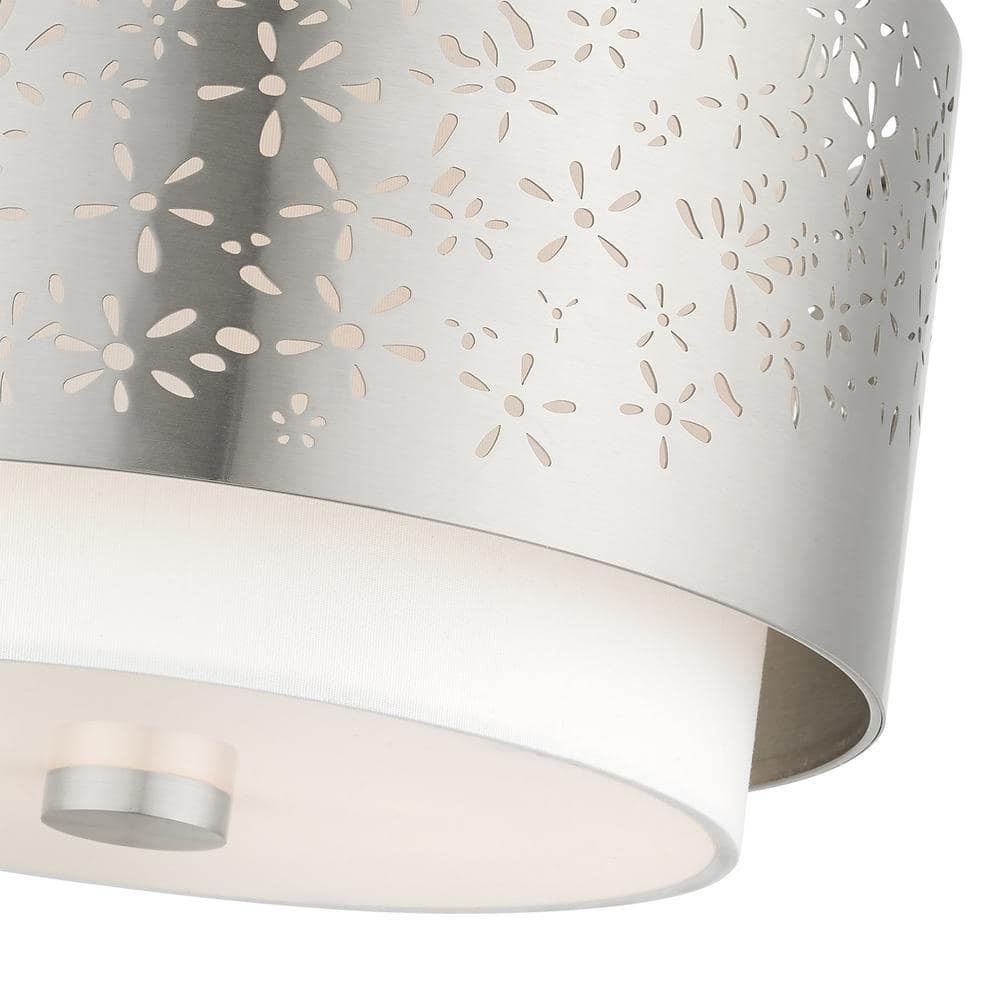 Brushed Nickel Drum LED Indoor/Outdoor Semi-Flush Mount