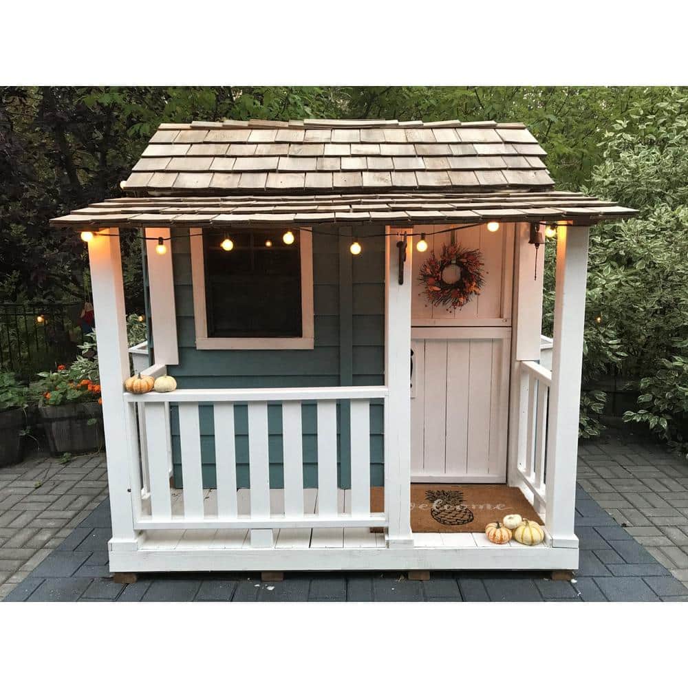 6' x 6' Cedar Outdoor Playhouse with Slide and Sandbox