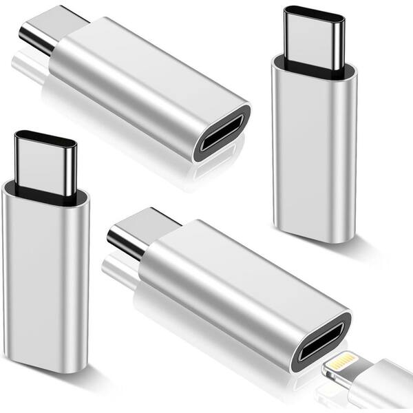 Lightning to USB C Adapter for iPhone, iPad, Android, Supports Charging, 4-Pack