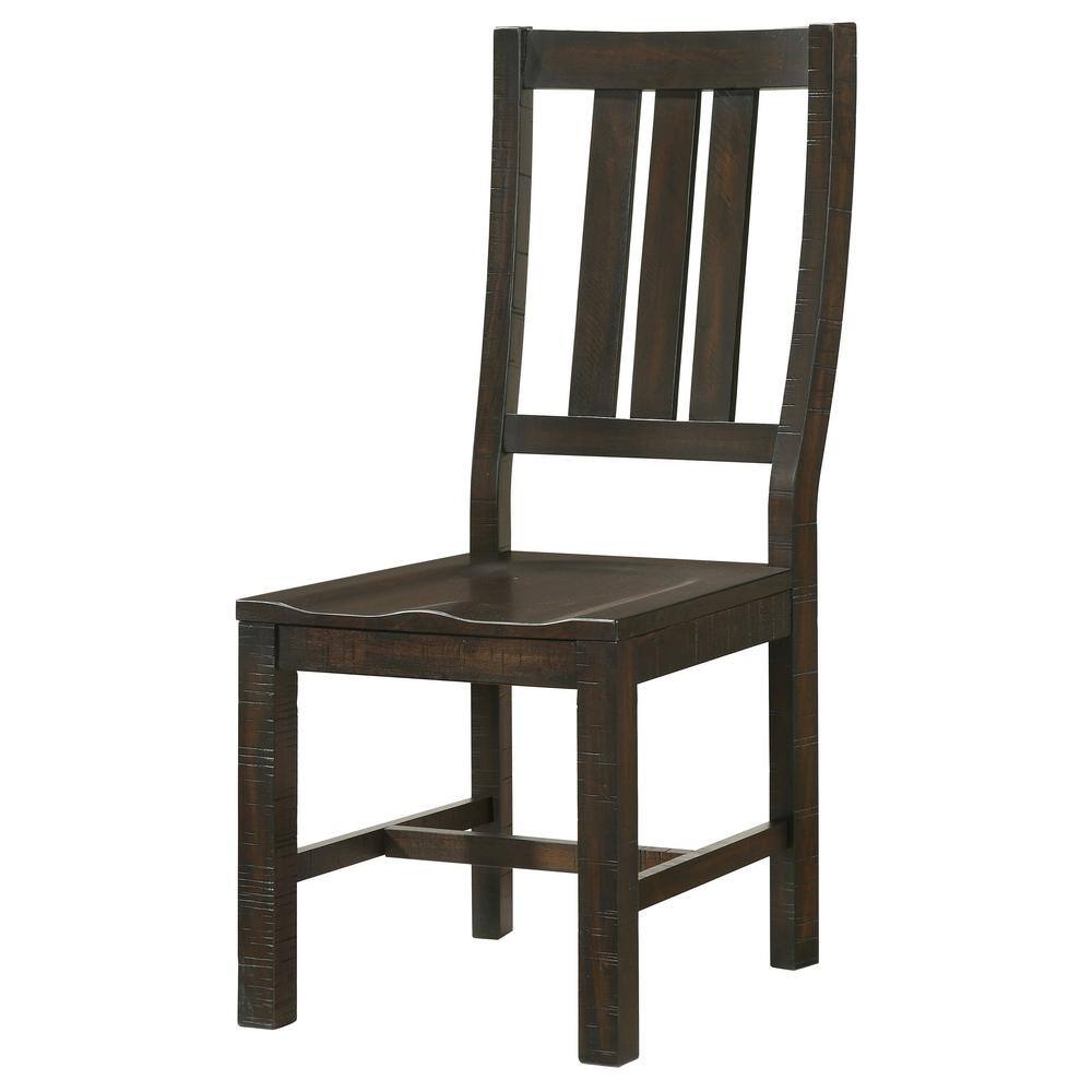 Transitional High Slat-Back Side Chair in Vintage Java, Set of 2