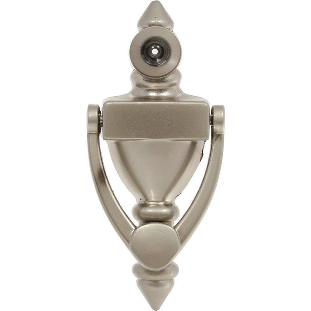 Delaney 1.75 in. x 4 in. Satin Nickel Door Knocker with Viewer400410