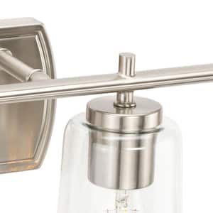 Adley48.5 in. 6-Light Brushed Nickel with Clear Glass Shades New Traditional Bath Vanity Light for Bath