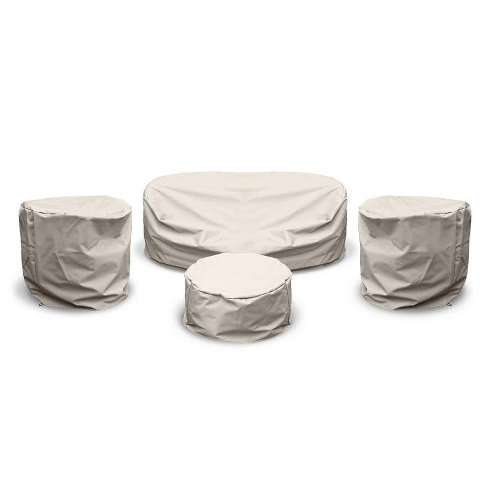 Heavy Duty 4-Piece Tan Outdoor Furniture Cover Set Include 3-Seater Sofa and Sofa