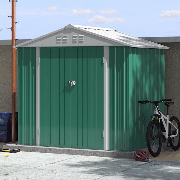 8 ft. W x 6 ft. D Outdoor Storage Metal Shed Utility Patio Shed for Garden and Backyard 48 sq. ft. in Green