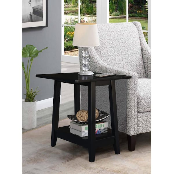 International Concepts 22 in. Black Square Dropleaf Side Table