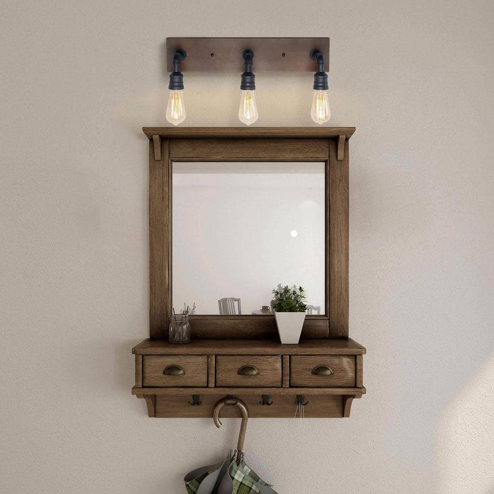 Sabrina Matte Black Metal 3-Light Vanity Fixture
