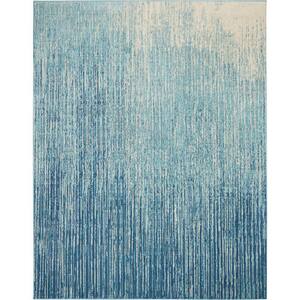 Passion Navy/Light Blue 8 ft. x 10 ft. Abstract Geometric Contemporary Area Rug